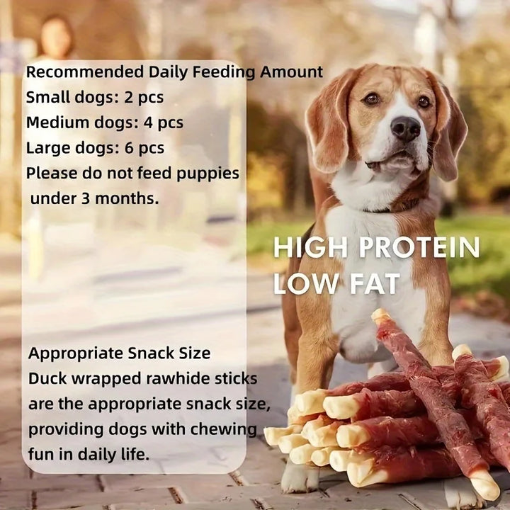 Duck Wrapped Rawhide Sticks, Dog Treats For Small, Medium, & Large Dog
