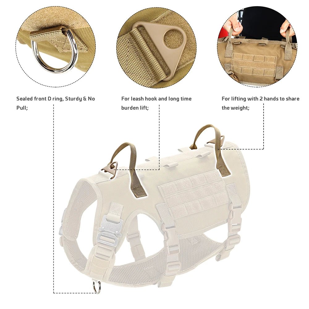Durable Tactical Military Dog Harness Strong Nylon Pet Vest Working Dog