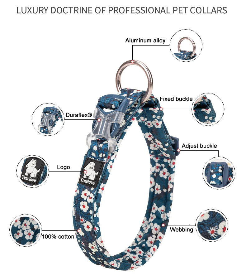 Truelove Floral Pet Collar Best Padded Comfort Cushion Dogs and Pets