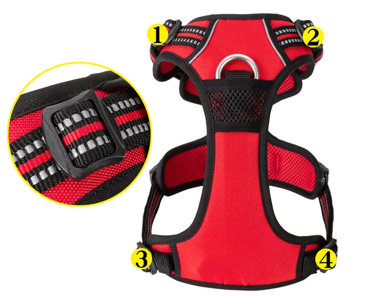 Truelove Pet Reflective Nylon Dog Harness No Pull Adjustable Dog Vest