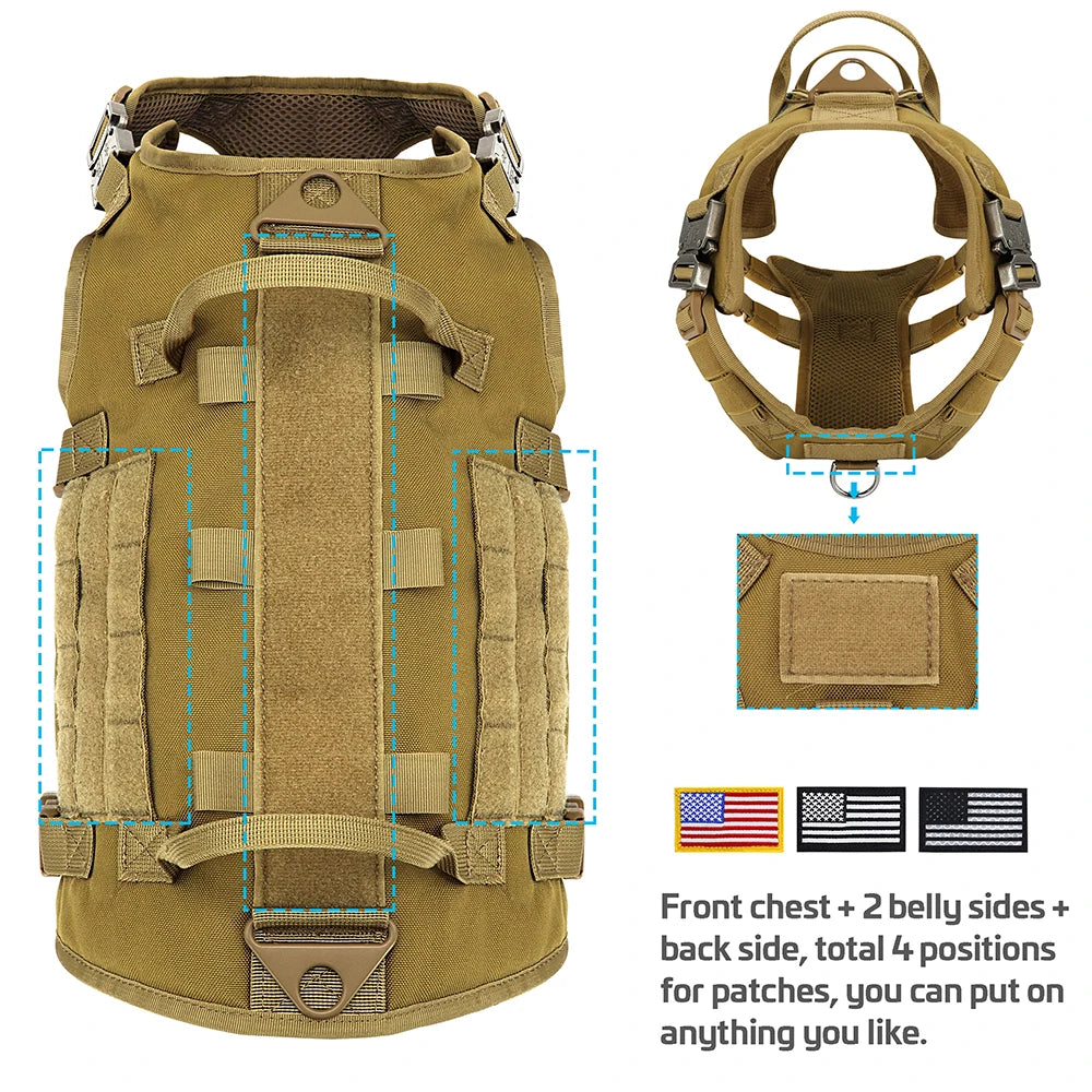 Durable Tactical Military Dog Harness Strong Nylon Pet Vest Working Dog