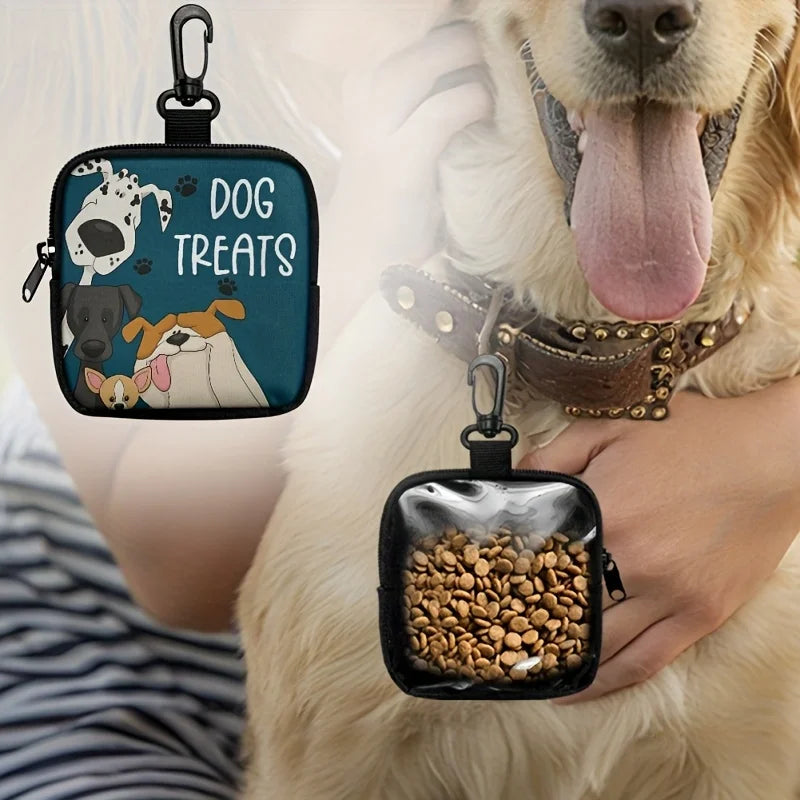 Dog Print Dog Treat Bag with Hook and Zipper Pet Training Set Puppy Pet
