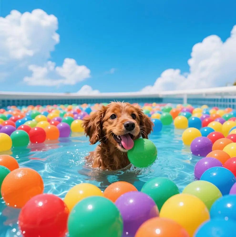 Dog Toys Balls with Storage Bag 7 Bright Colors Crush Proof Great Play Toys