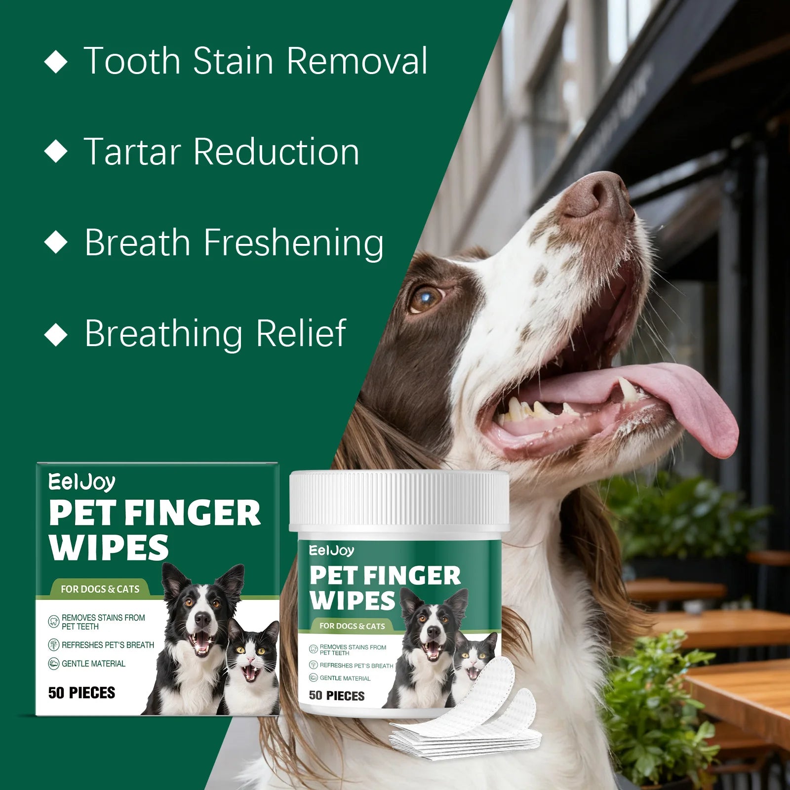 Pet Teeth Cleaning Wipes Cleans Food Residues in Teeth Gaps Eliminates Bad