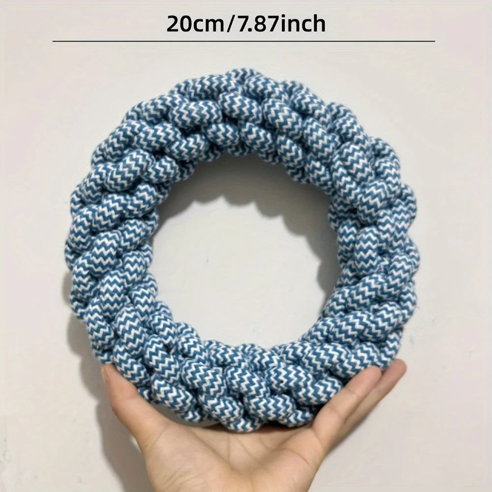 1Pcs Durable Rope Dog Chew Toys-Twisted Ring Design for Teeth Cleaning