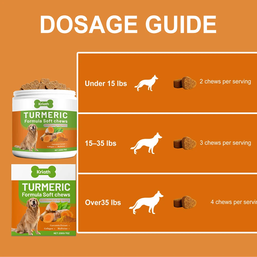 200g Organic-Turmeric Soft Chews For Dogs Absorption Natural  Supplement