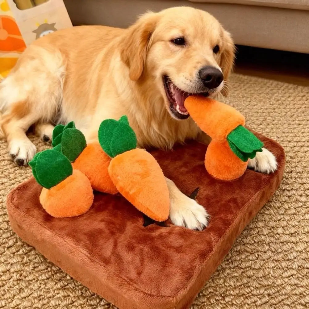 Carrot Snuffle Mat for Dogs Cats Puzzle Toy with Carrots for Dogs Chew Toys