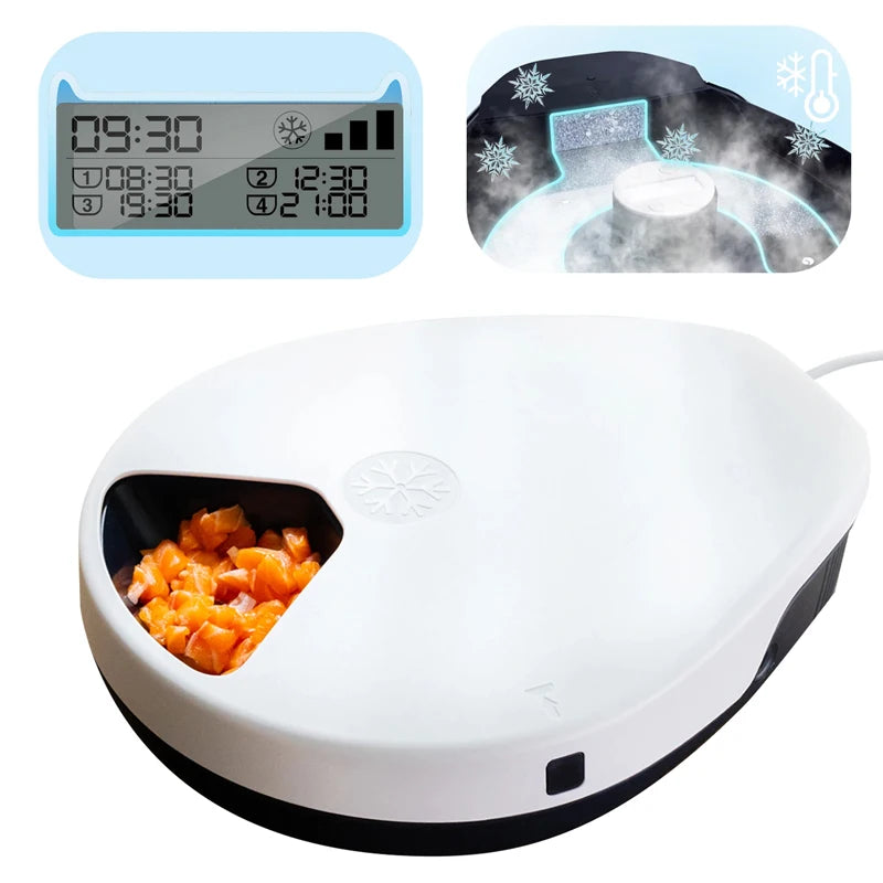 Voford Automatic Pet Feeder Wet Food with Cooling 5 Meal Timer Dispener