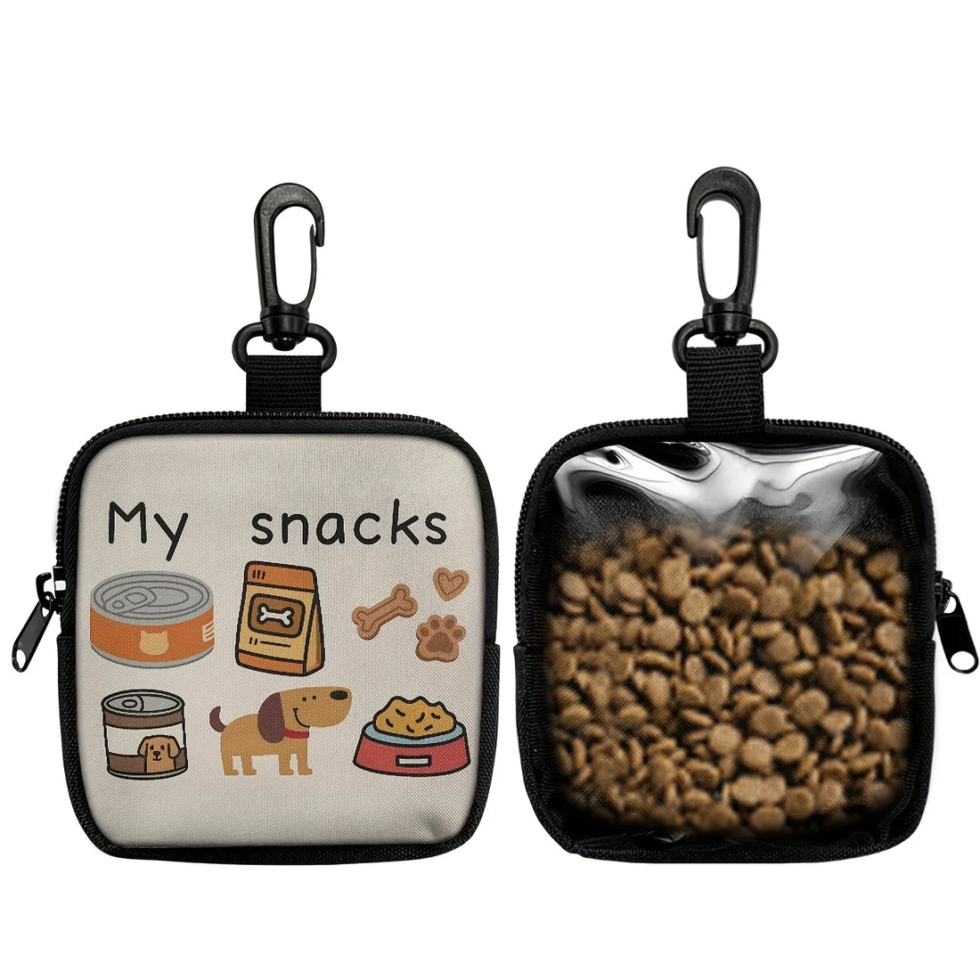 1pc Dog Print Dog Treat Bag with Hook and Zipper  Pet Training Set Puppy Pet
