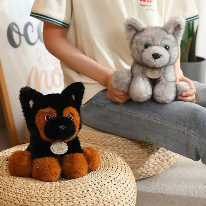 Cuddly Sitting Little Wolf Dog Plush Toys Soft Fluffy Husky Puppy Doll