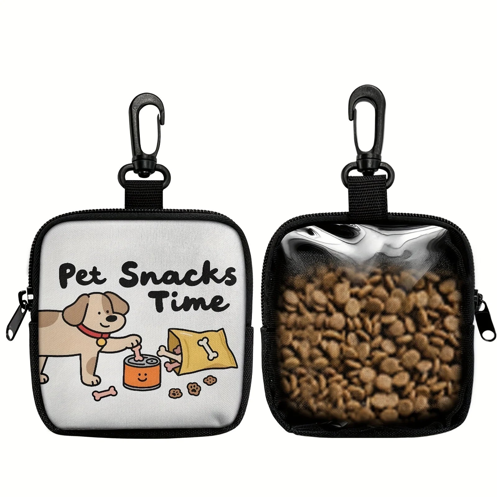 1pc Dog Print Dog Treat Bag with Hook and Zipper  Pet Training Set Puppy Pet