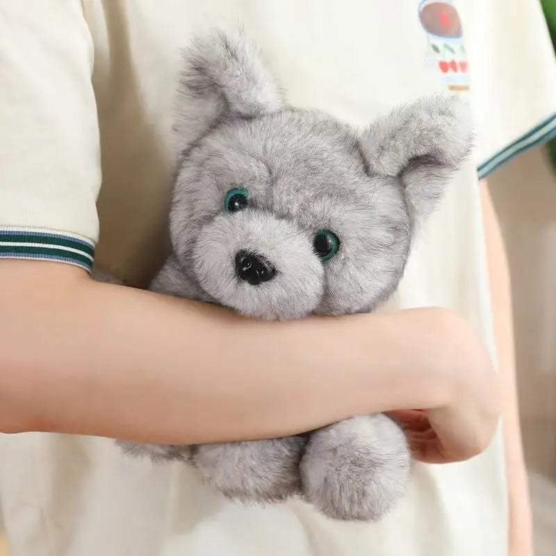 Cuddly Sitting Little Wolf Dog Plush Toys Soft Fluffy Husky Puppy Doll