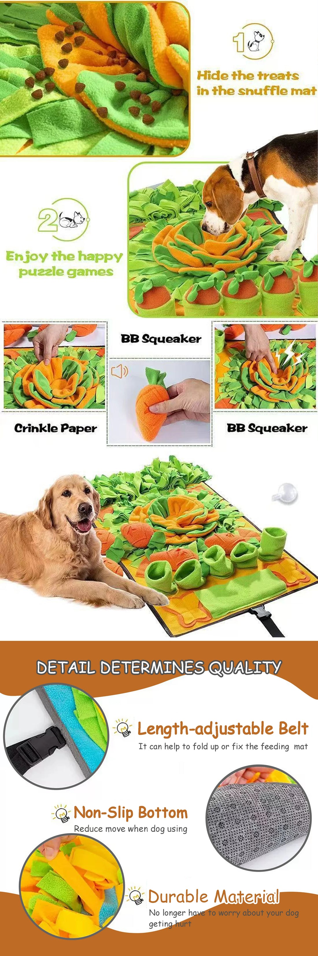 Pet Sniffing Mat Indoor Dog Walking Dog Cat Foraging Toy Dog Stress Relief Puzzle