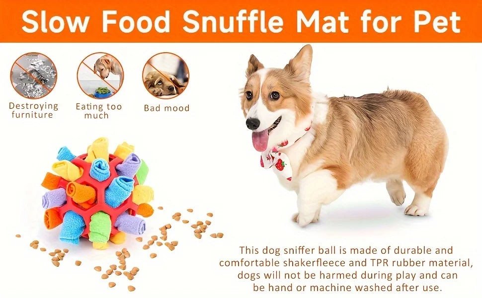 1pcs Interactive Dog Toy - Sniffing Ball for Hiding Treats - Rubber Puzzle Ball