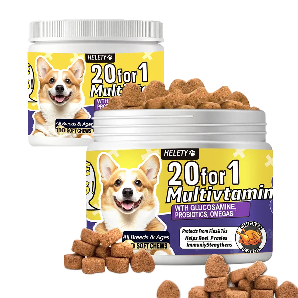 20-in-1 Dog Multivitamin Soft Chews Skin Coat Immune Gut Health for Dogs