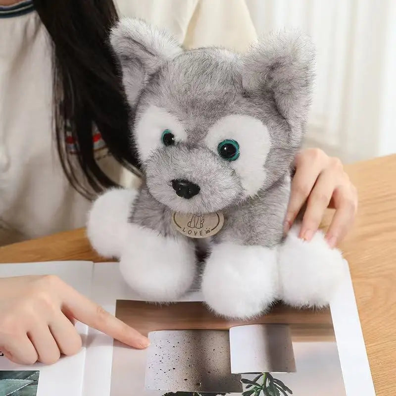 Cuddly Sitting Little Wolf Dog Plush Toys Soft Fluffy Husky Puppy Doll