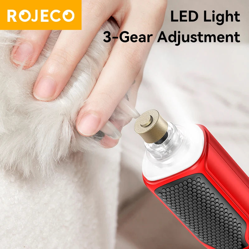 ROJECO Electric Nail Grinder Rechargeable Dog Paws Grooming Nail