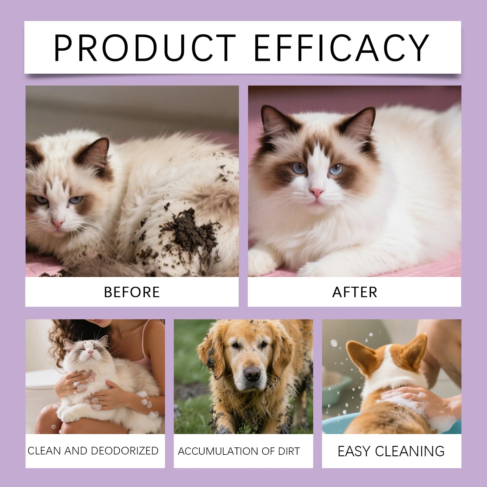 EelJoy Waterless Pet Shampoo Mousse for Dogs And Cats - No Rinse Fur Cleanser