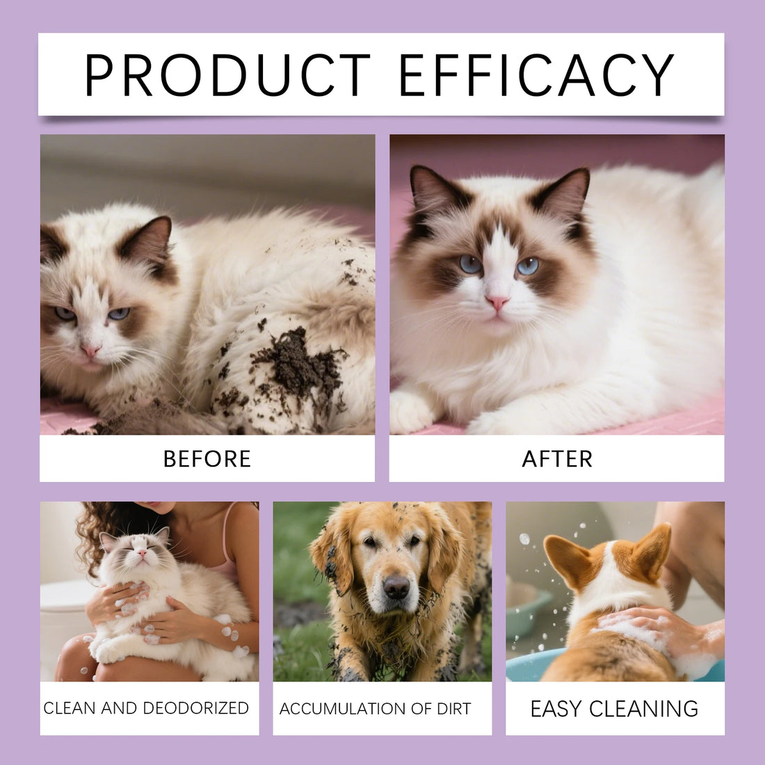 EelJoy Waterless Pet Shampoo Mousse for Dogs And Cats - No Rinse Fur Cleanser