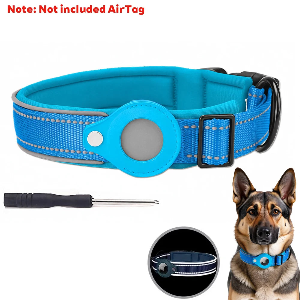 New For Apple Pet Dog Collar Anti-Lost Reflective Protective Tracker Dog Collar