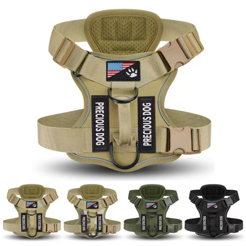 Anti-Pull Tactical Dog Harness with Night Reflective Strips Heavy-Duty Military Dog
