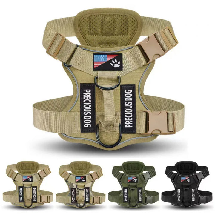 Anti-Pull Tactical Dog Harness with Night Reflective Strips Heavy-Duty Military Dog