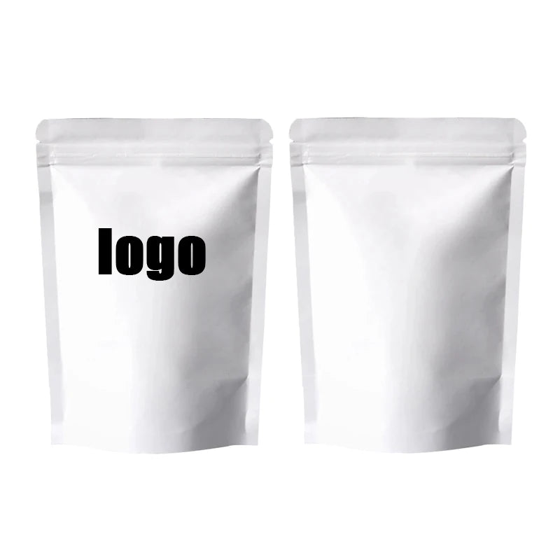 Customized Dried Fruit Candy Tea Gift White Kraft Paper Bags Stand Up Zip Lock
