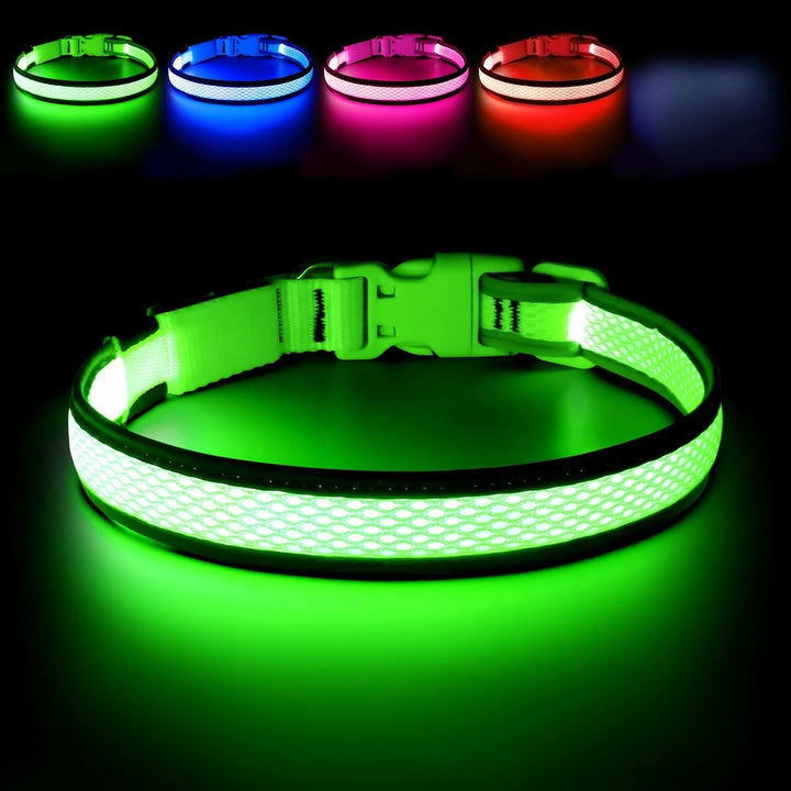 Adjustable Comfortable Soft Mesh Safety Collar Dogs, Colorful Lights for Nighttime