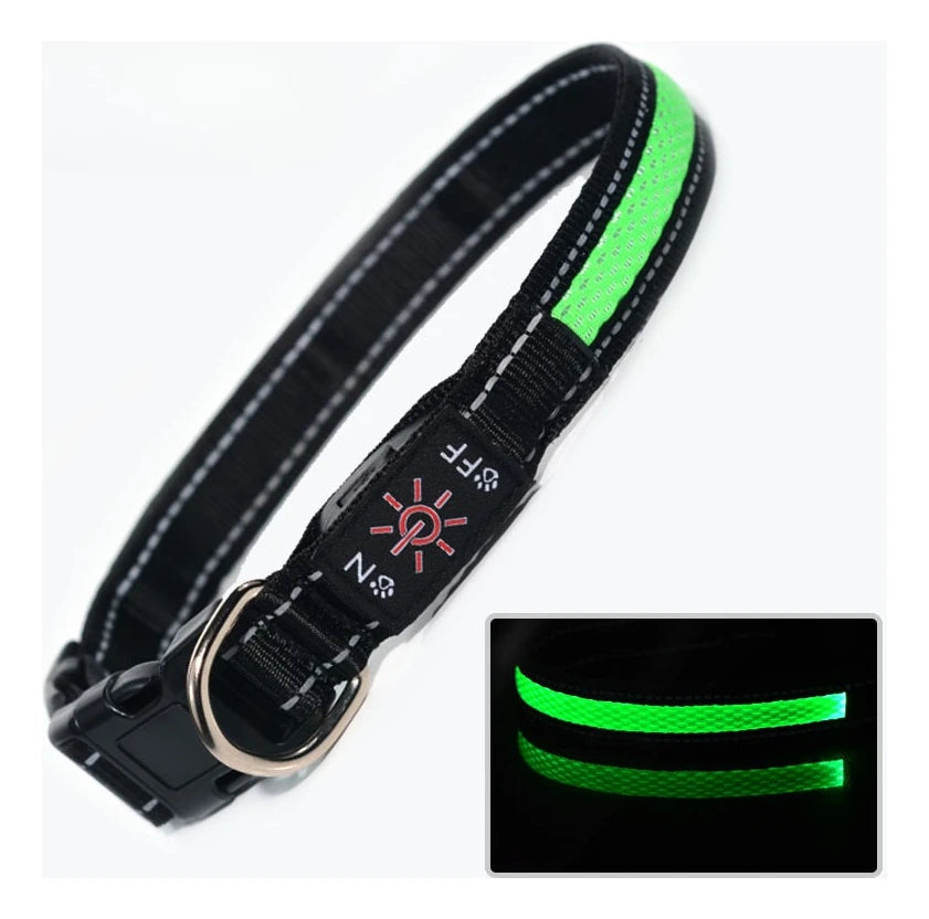 Adjustable Comfortable Soft Mesh Safety Collar Dogs, Colorful Lights for Nighttime