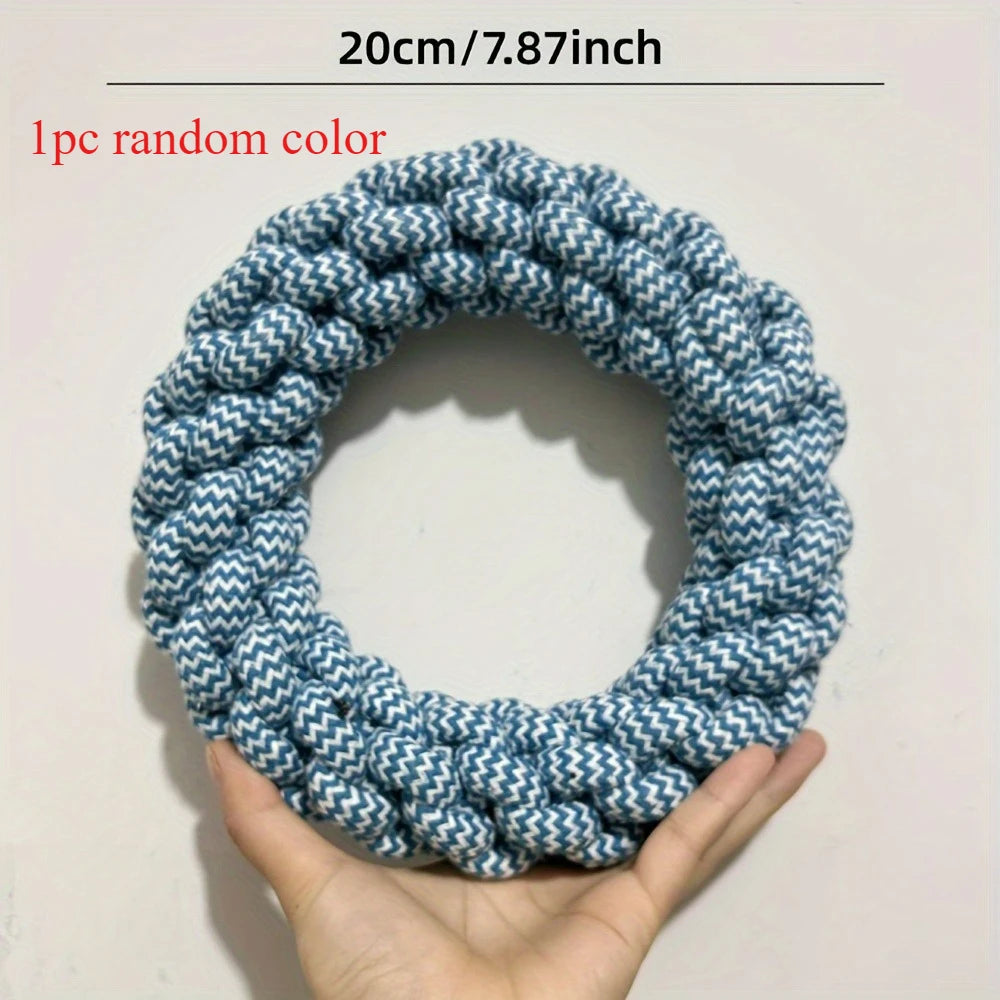 1Pcs Durable Rope Dog Chew Toys-Twisted Ring Design for Teeth Cleaning