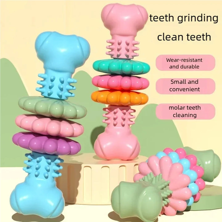 Bite Resistant Dog Chew Toy - Sturdy Rubber Toothbrush Bone Puppies
