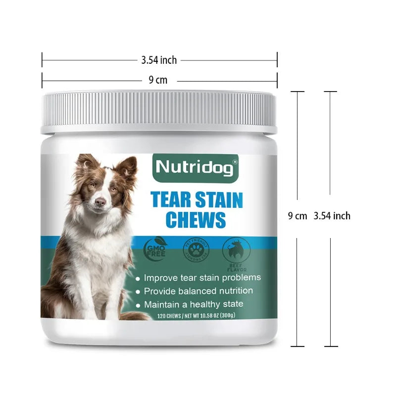 Tear Stain Dog Food with cranberries & vitamins to improve tear stains chews