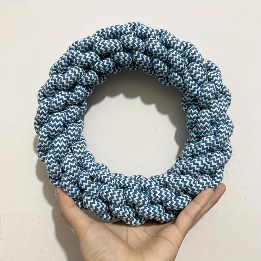 1Pcs Durable Rope Dog Chew Toys-Twisted Ring Design for Teeth Cleaning