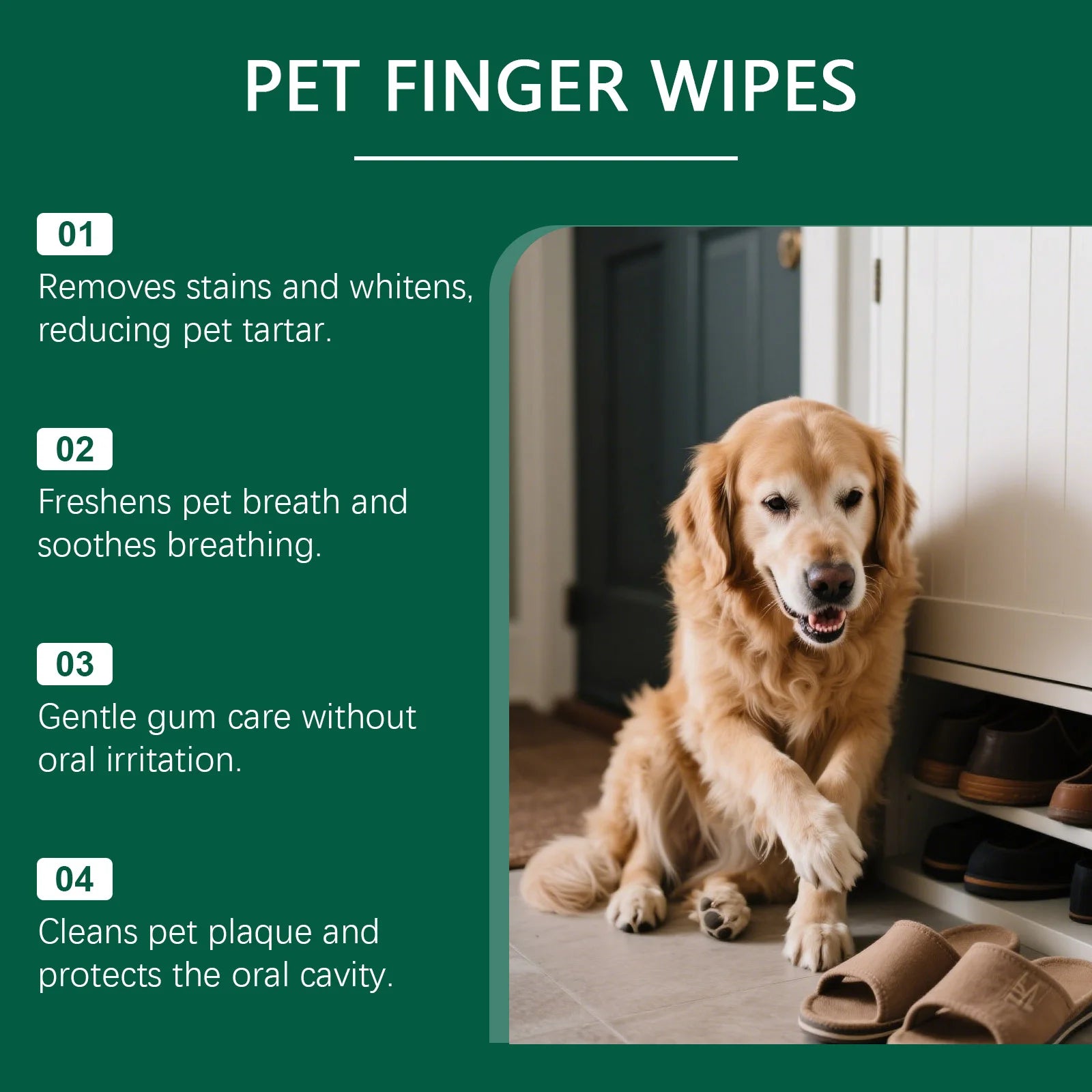 Pet Teeth Cleaning Wipes Cleans Food Residues in Teeth Gaps Eliminates Bad