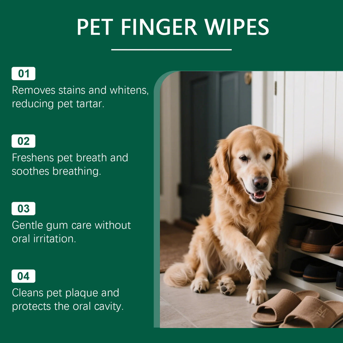 Pet Teeth Cleaning Wipes Cleans Food Residues in Teeth Gaps Eliminates Bad