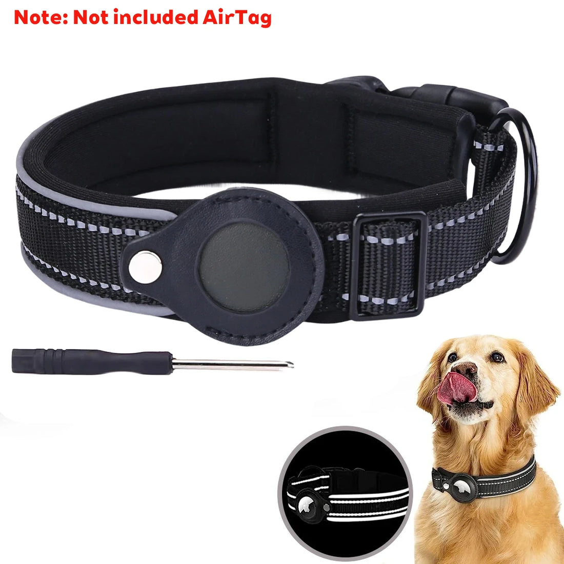 New For Apple Pet Dog Collar Anti-Lost Reflective Protective Tracker Dog Collar