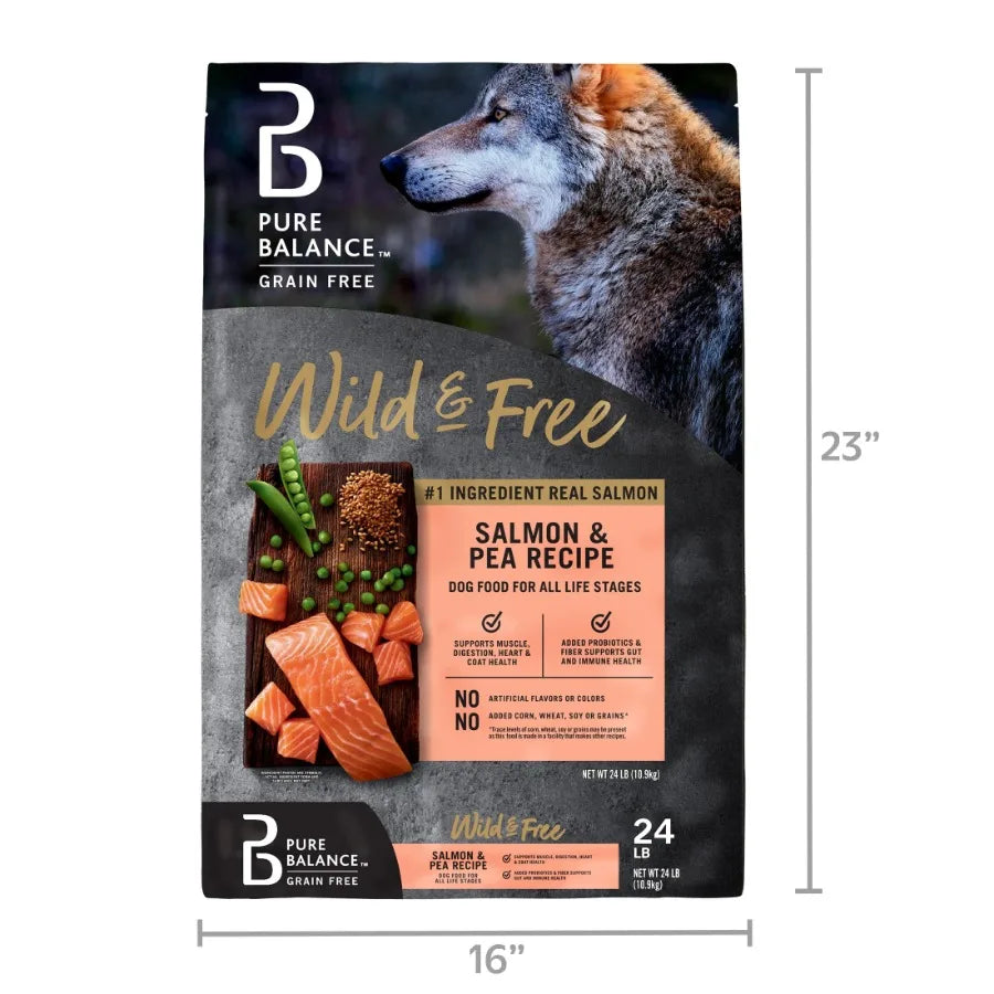 Wild Free Grain-Free Salmon Pea Recipe Dry Dog Food 24 lbs Ideal for Active Dogs