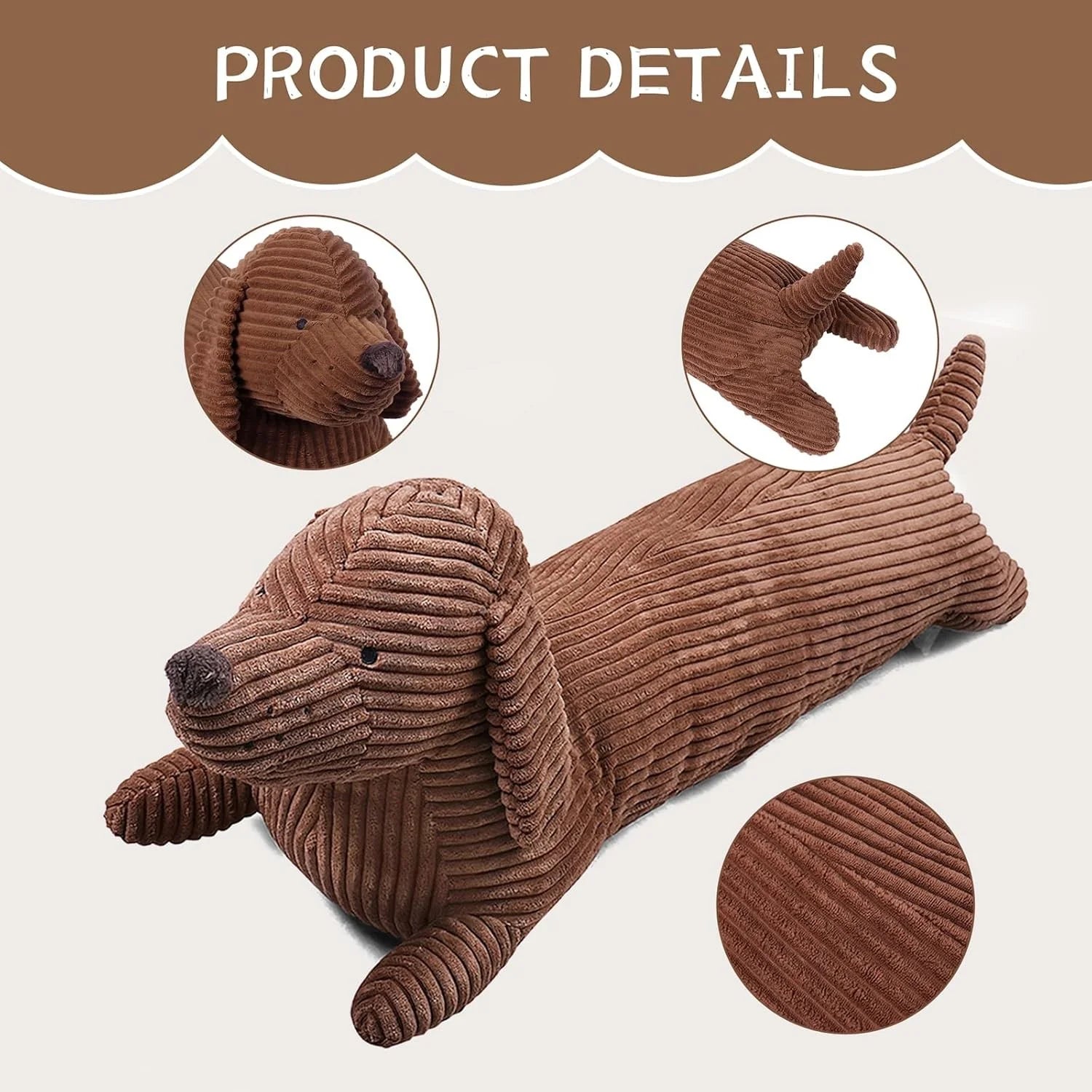 Dachshund Dog Stuffed Animal Plush Long Weiner Dog Body Pillow, Cute Funny