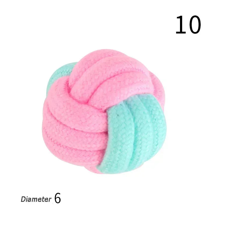 JUSTINLAU Pet Toys Anti-bite Teeth Cleaning Toys Pink Blue Mini Ball Cotton