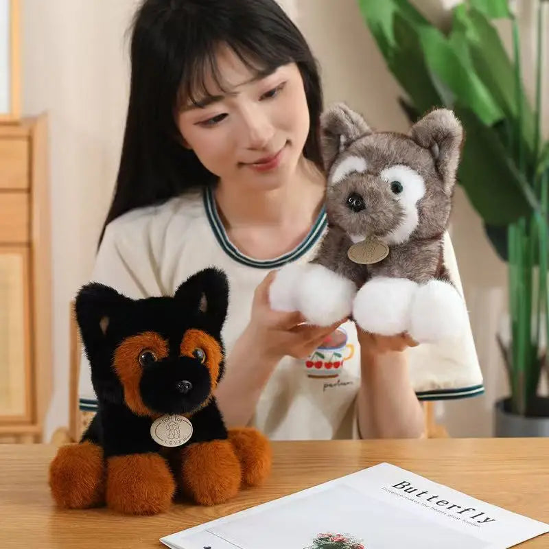 Cuddly Sitting Little Wolf Dog Plush Toys Soft Fluffy Husky Puppy Doll