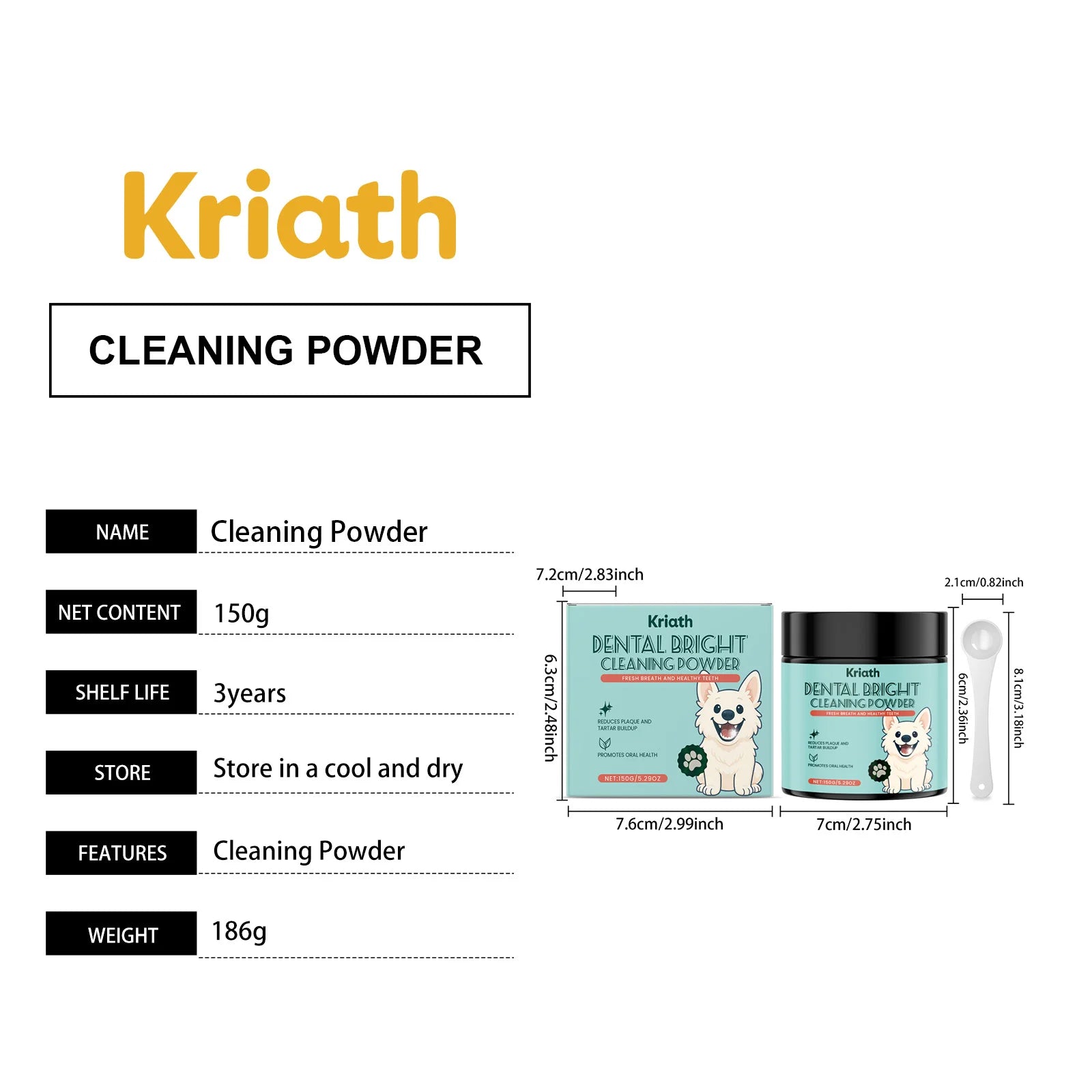 Dog Tooth Cleaning Powder Removing teeth Surface Stains Reduce Dental Care