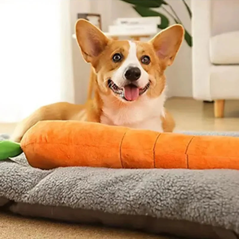 Dog Toy Pet Carrot Plush Toy Vegetable Chew Toy for Small Medium Large Dogs