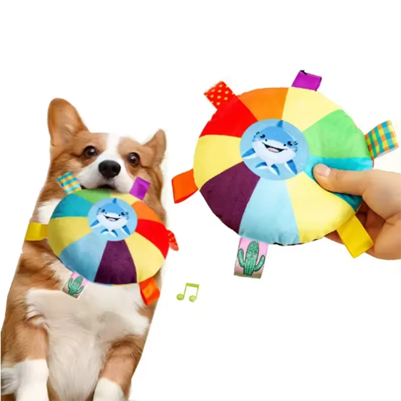 Popular new dog plush bell toy cute cartoon shaped grinding teeth pet toy