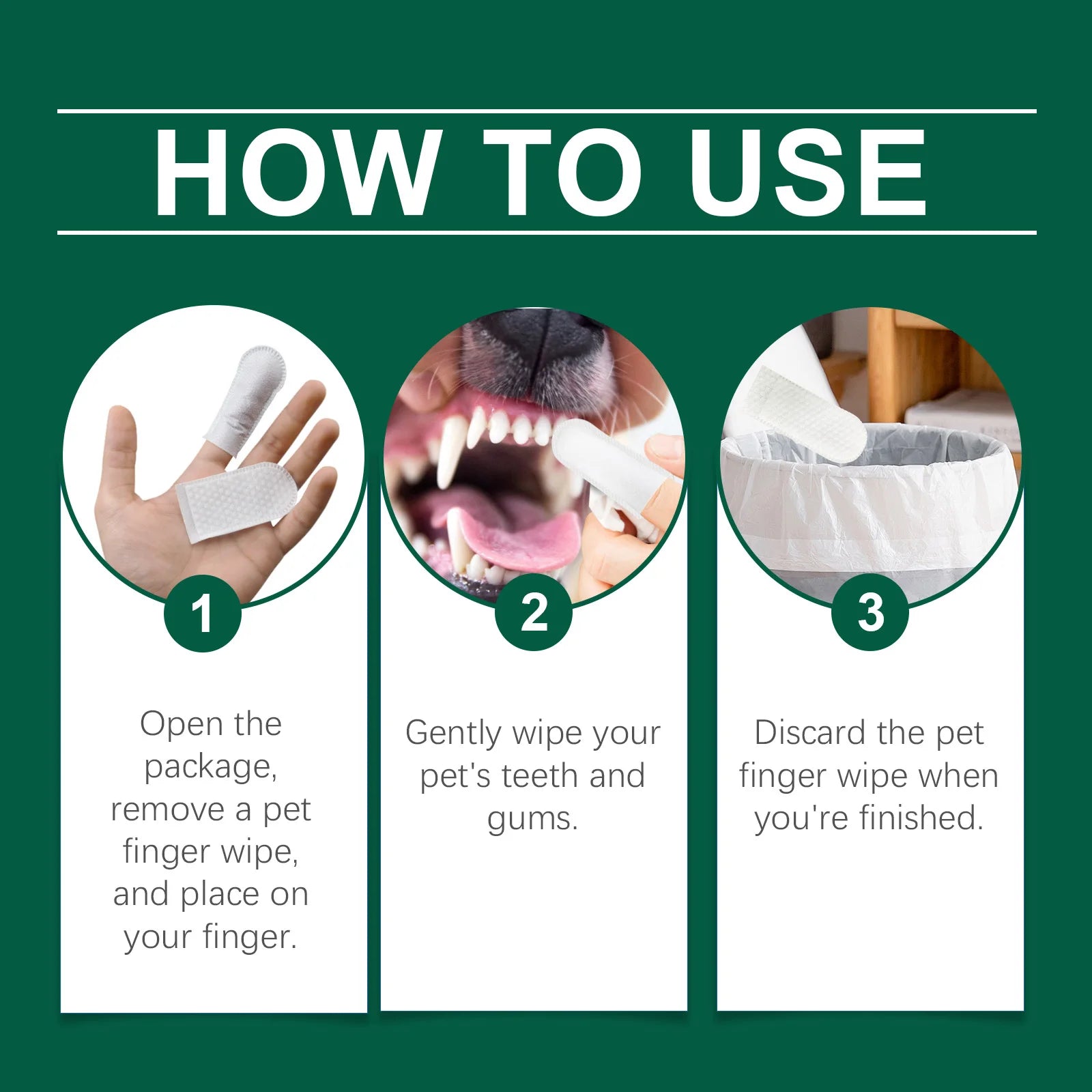 Pet Teeth Cleaning Wipes Cleans Food Residues in Teeth Gaps Eliminates Bad