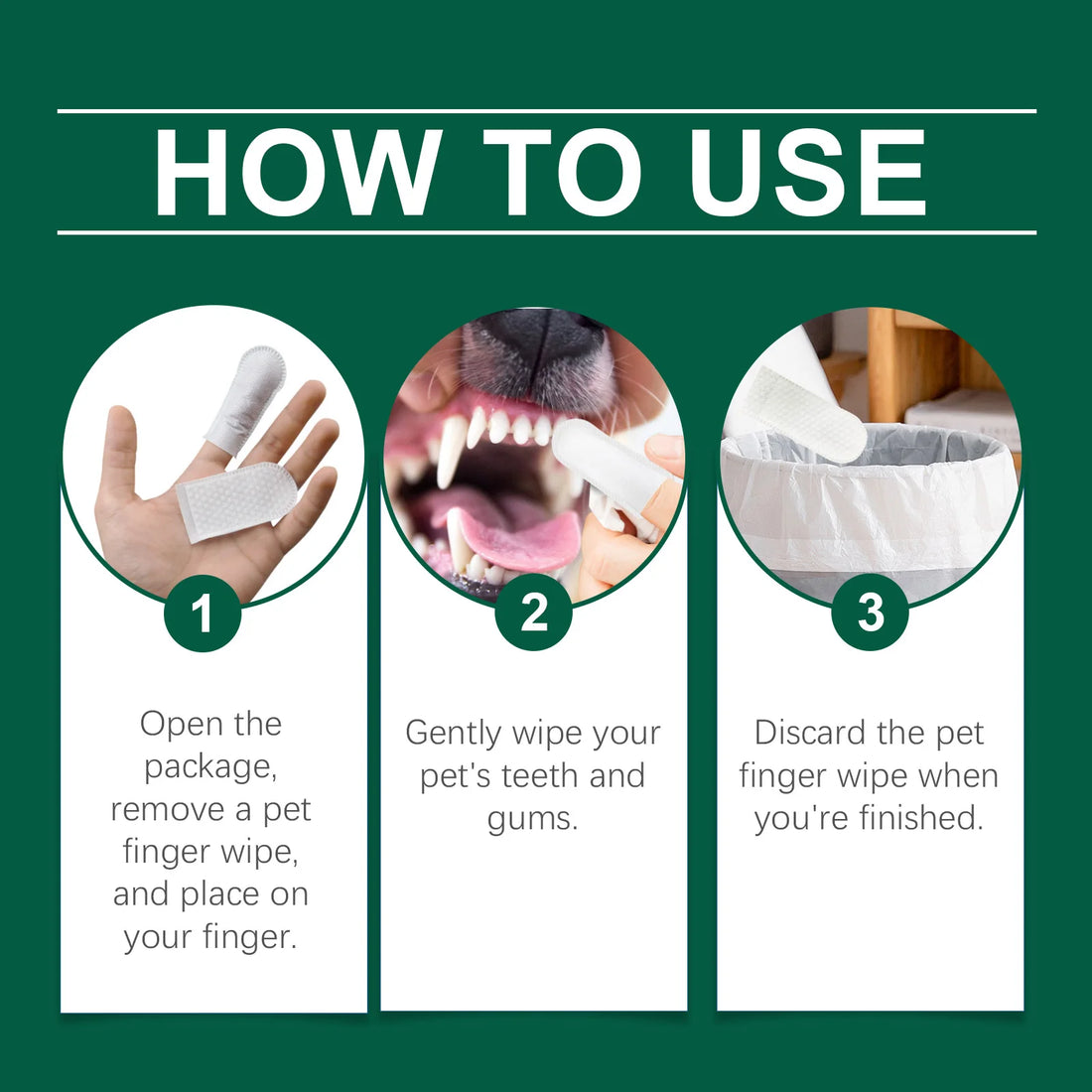 Pet Teeth Cleaning Wipes Cleans Food Residues in Teeth Gaps Eliminates Bad