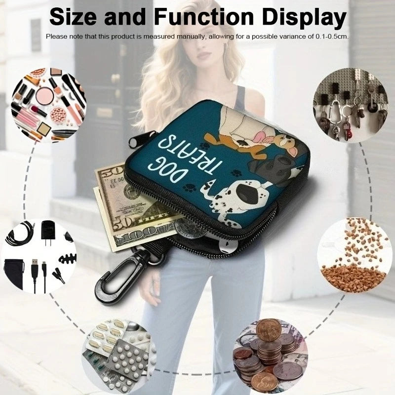 Dog Print Dog Treat Bag with Hook and Zipper Pet Training Set Puppy Pet
