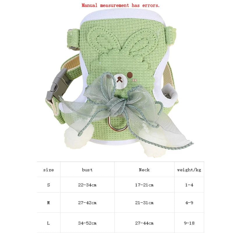 Cute Bow Pet Harness Undershirt Style Pet Leash Adjustable Leash Pets Harness