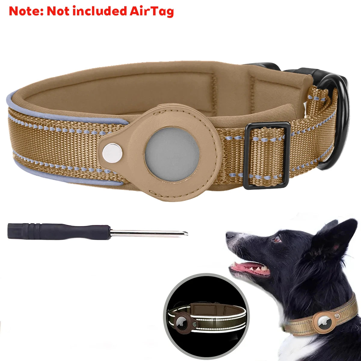 New For Apple Pet Dog Collar Anti-Lost Reflective Protective Tracker Dog Collar