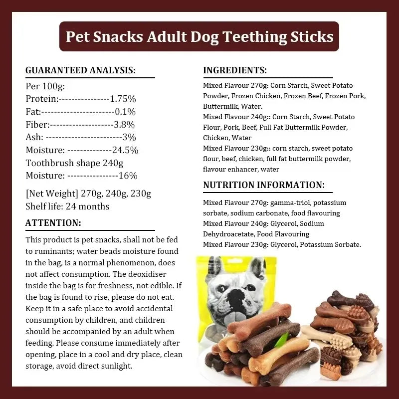 New Dog Bruxism Stick Toothbrush Bone Shape Fresh Natural Healthy Snacks