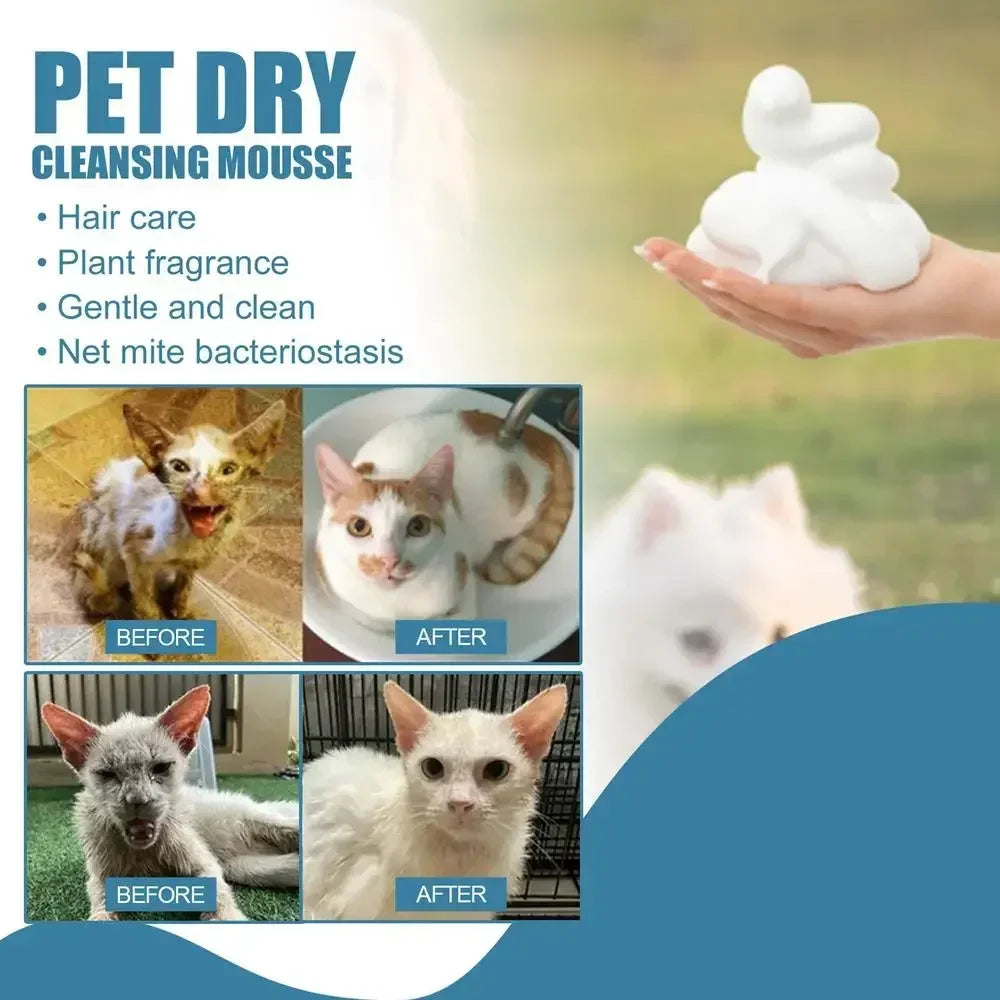 Waterless Cat Dog Shampoo No Rinse Dogs Cats Cleaning Mousse Pet Grooming